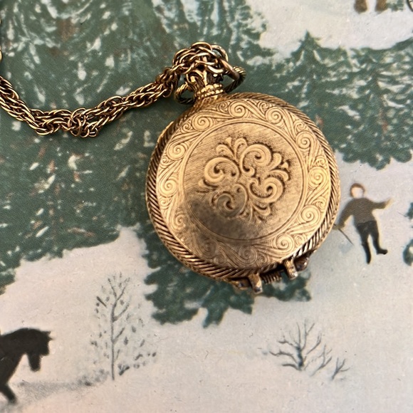 Vintage Blue Max Factor Solid Perfume Locket Necklace - Picture 4 of 5
